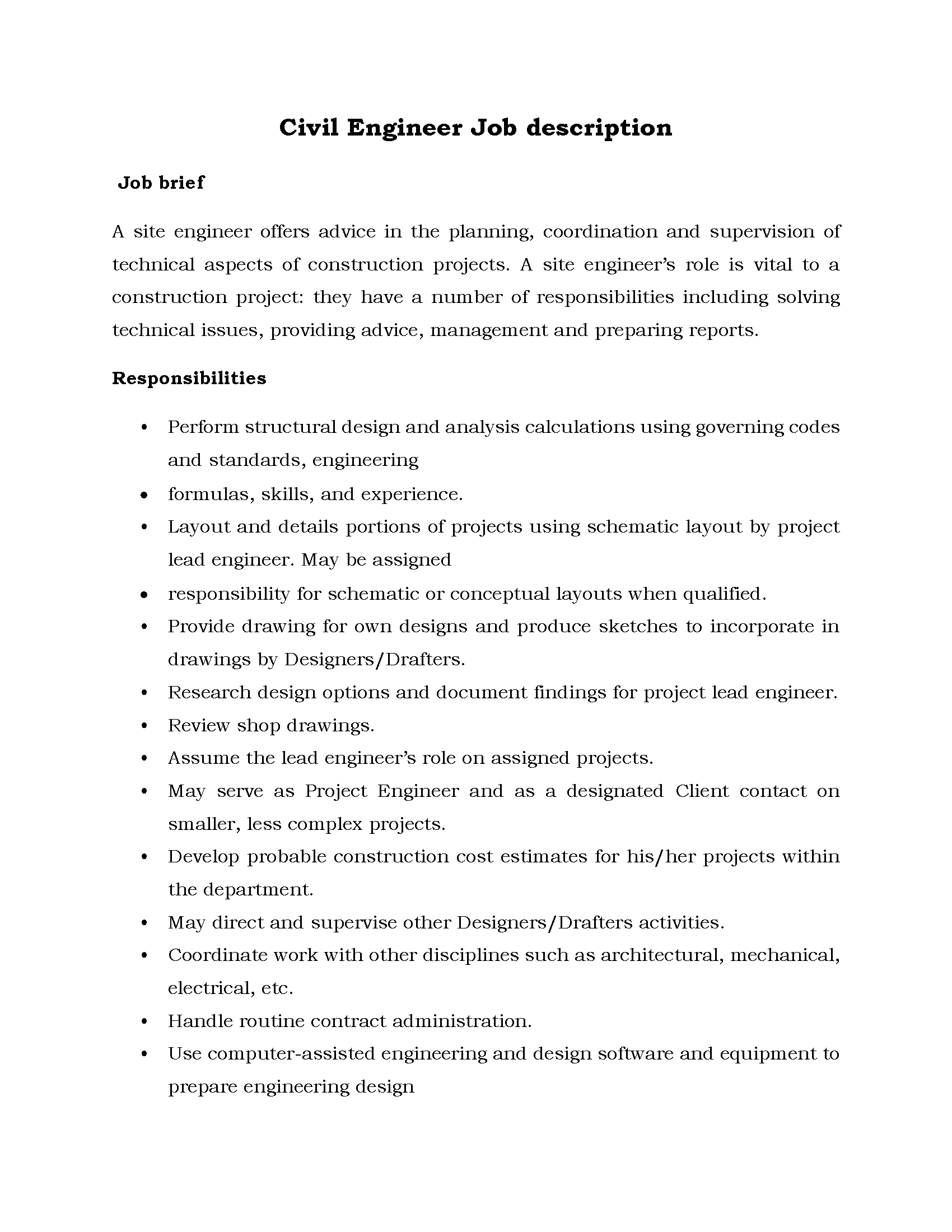 18-Civil Engineer Job description